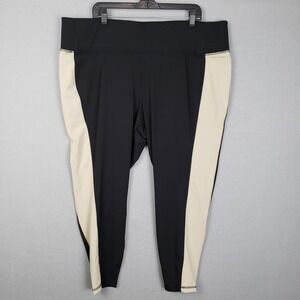 LIVI Plus 26/28 Wicking 7/8 Leggings Black Cream Track Stripe Athleisure Casual